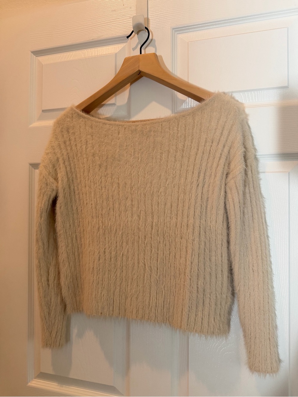 Soft Lovestitch Knit Boatneck Sweater in Cream